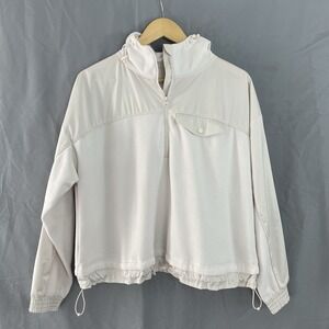 Athleta Micro Fleece Jacket Womens Small S Athleisure Half Zip Ivory White